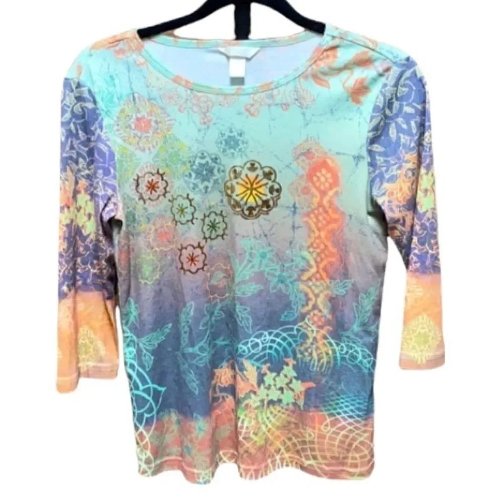 Christopher & Banks 3/4Sleeve Crew Neck Floral Top